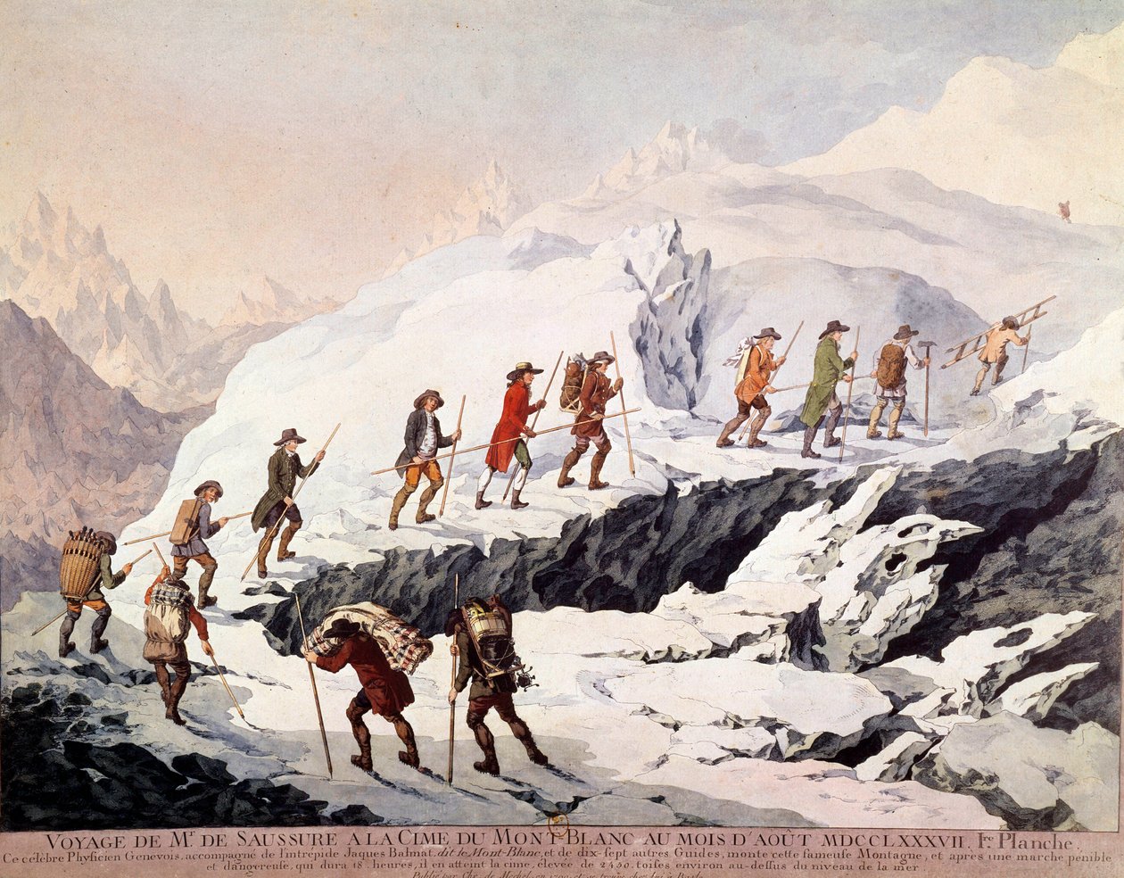 Den sveitsiske naturforskeren Horace Benedict (Horace-Benedict) av Saussure (1740-1799) og den franske fjellguiden Jacques Balmat foretok den andre bestigningen av Mont Blanc i august 1787. av French School
