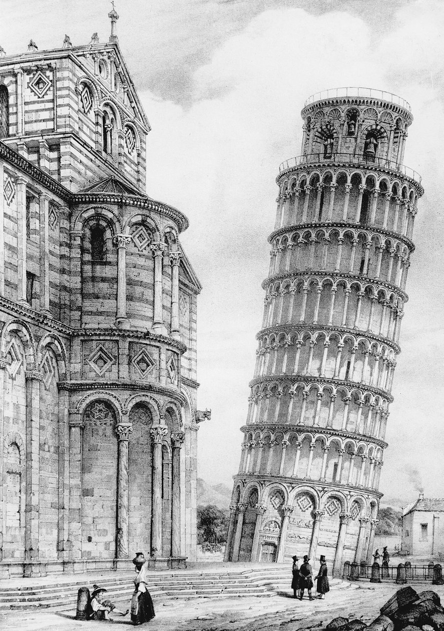 Tårnet og katedralen i Pisa (gravering) av French School