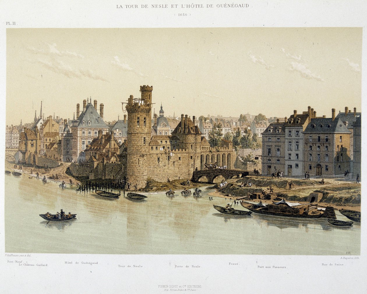Tårnet i Nesles og Hotel de Guenegaud i 1650 - i "Paris a travers les ages", slutten av 1800-tallet av French School