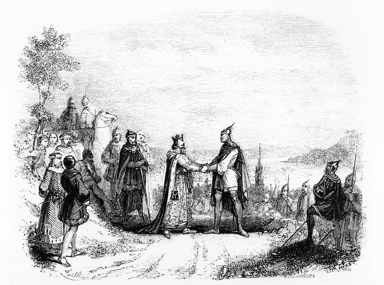 Traktaten Saint Clair-sur-Epte mellom Charles III Den Enkle (879-929) Kongen av Frankrike (898-923) og Rollo Viking i 911 av French School