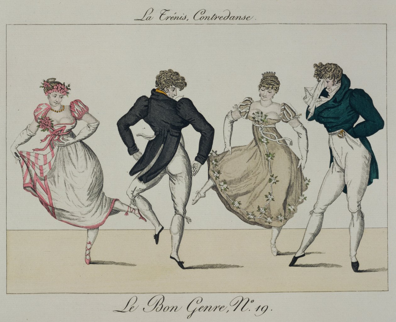 Trenis Quadrille, plate 19 fra Le Bon Genre, 1805 av French School