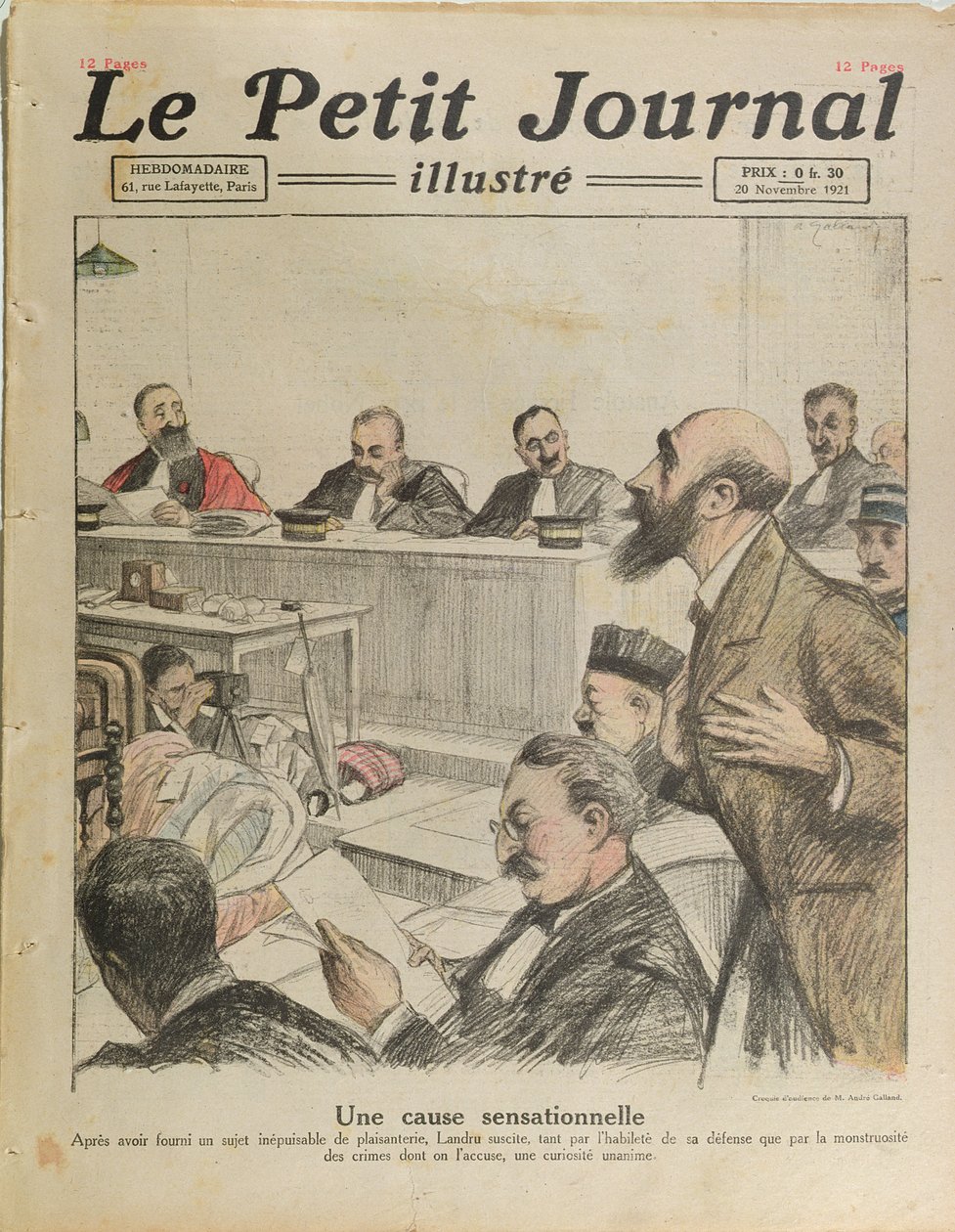 Rettssaken mot Henri Desire Landru (1869-1922) fra Le Petit Journal, 20. november 1921 av French School