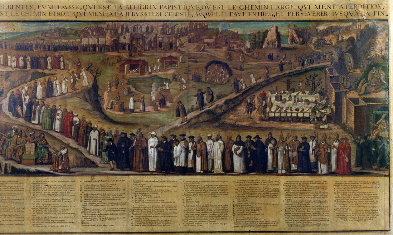 The Two Paths of Religion , skildring av skillet mellom protestantisme og katolisisme (se også 174606 og 174607) av French School