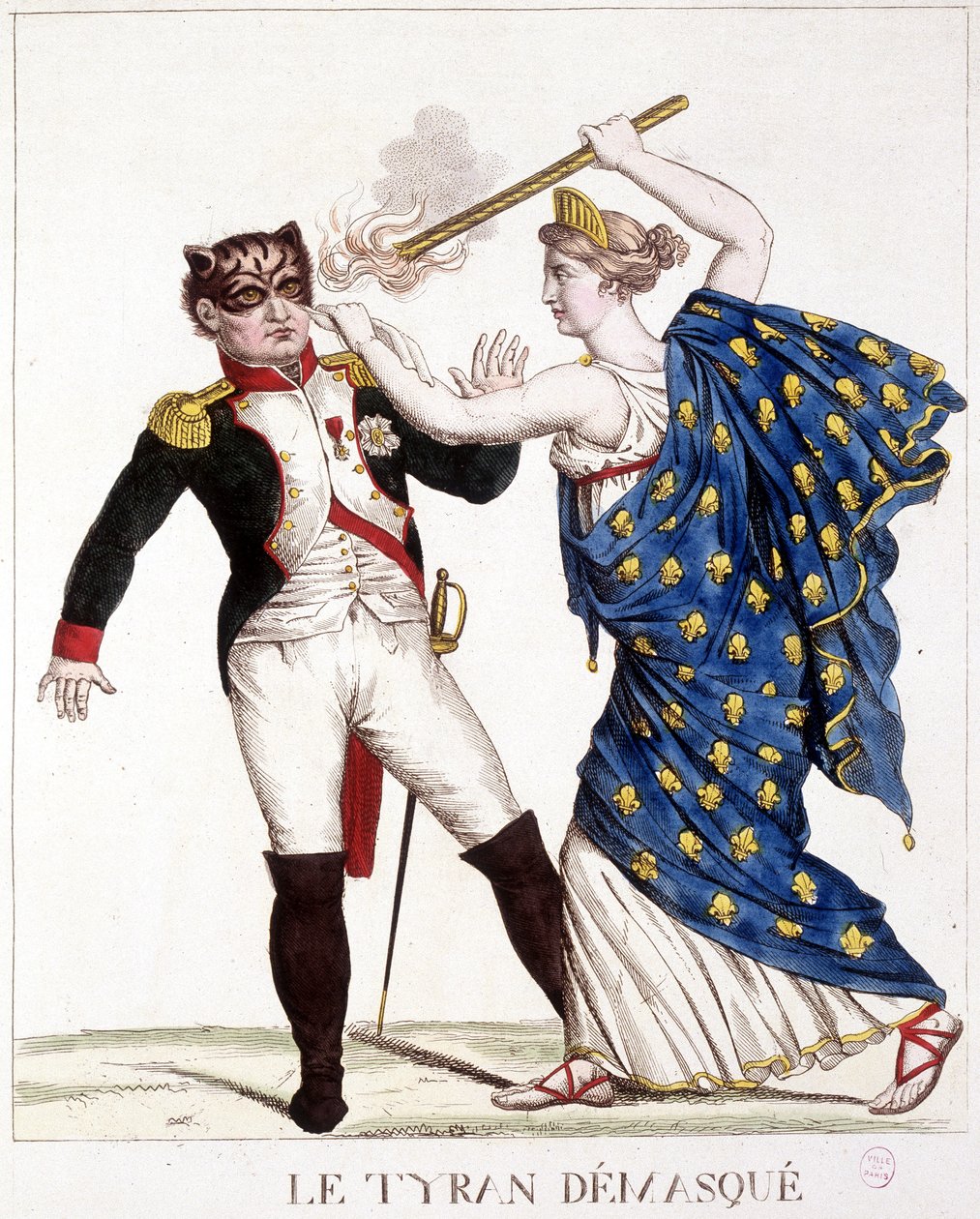 The Unmasked Tyrant - i "" Napoleon 1st, karikaturer, dummy-samling", ca. 1814. av French School