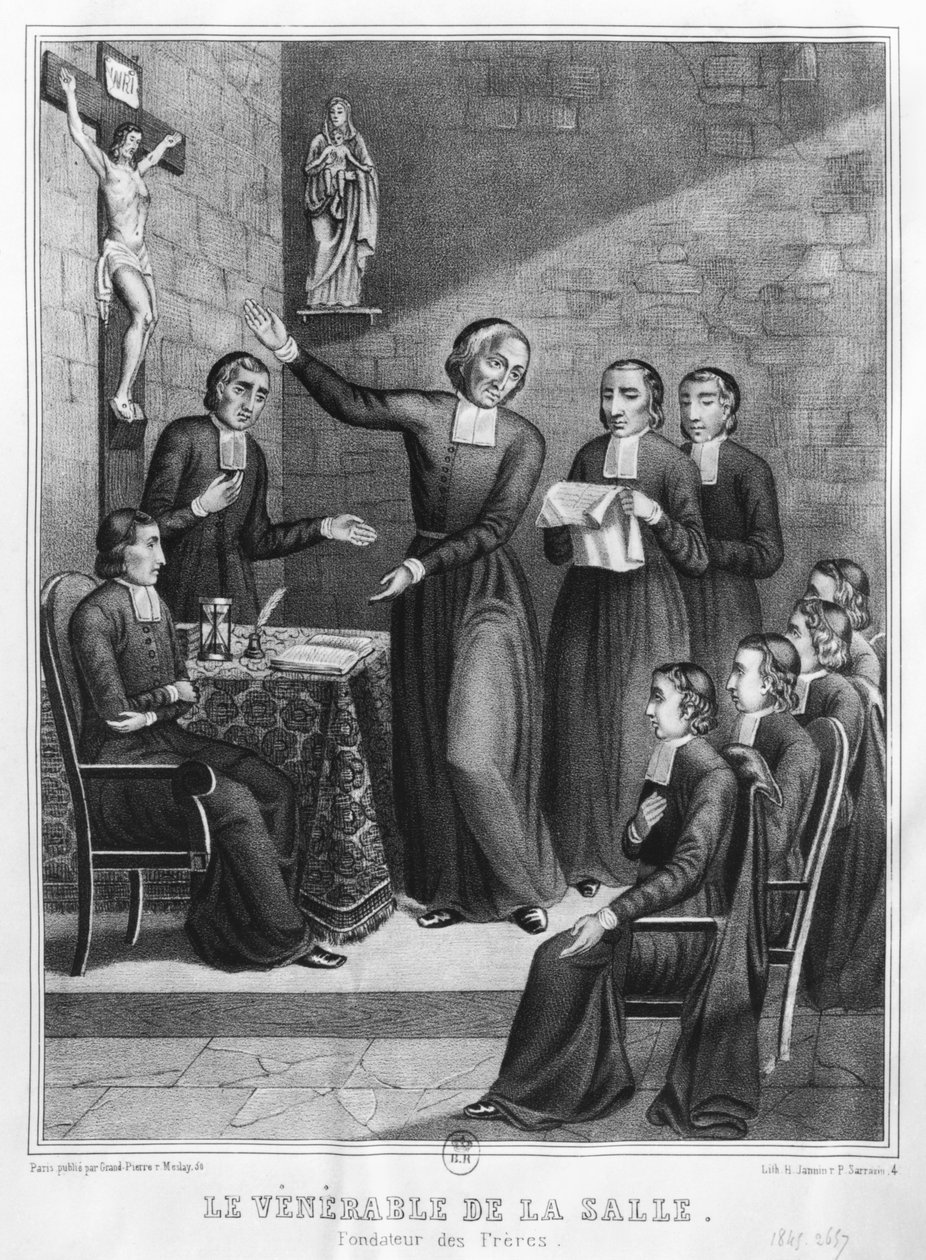 Den ærverdige Saint John Baptist de La Salle (1651-1719) gravert av H. Jannin og P. Sarrazin, 1845 av French School