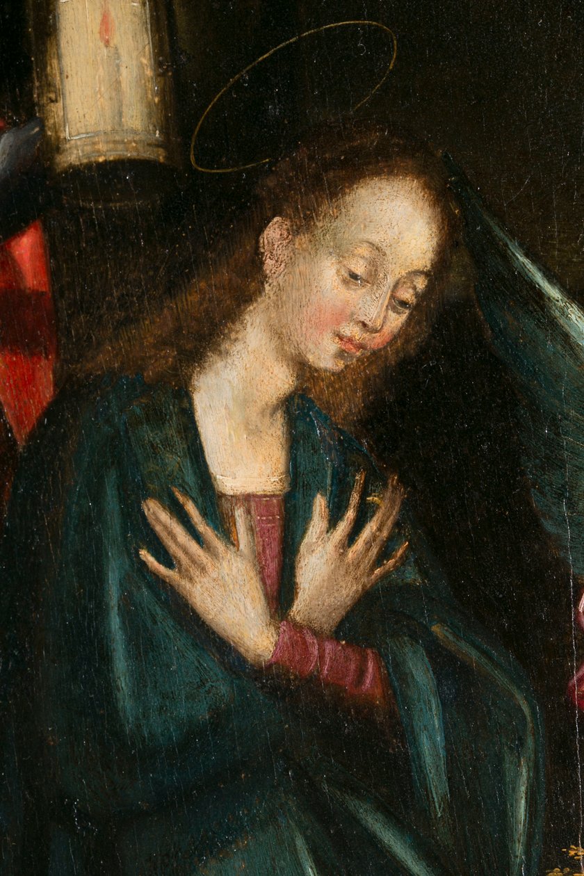 Jomfruen, detalj av fødselen. Triptyk av Aubery av French School