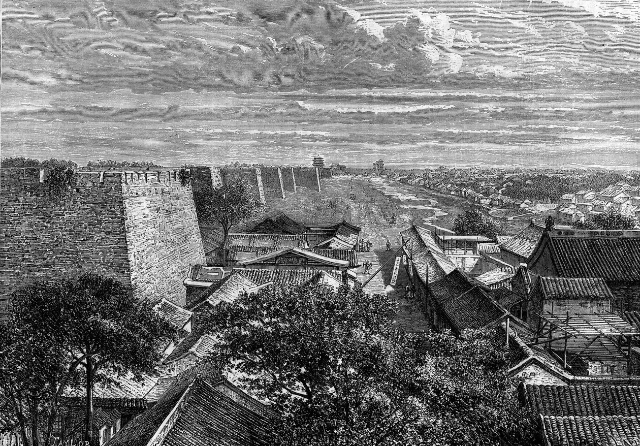 The Walls of Pekin, China. Engraving in “The Youth Journal” av French School