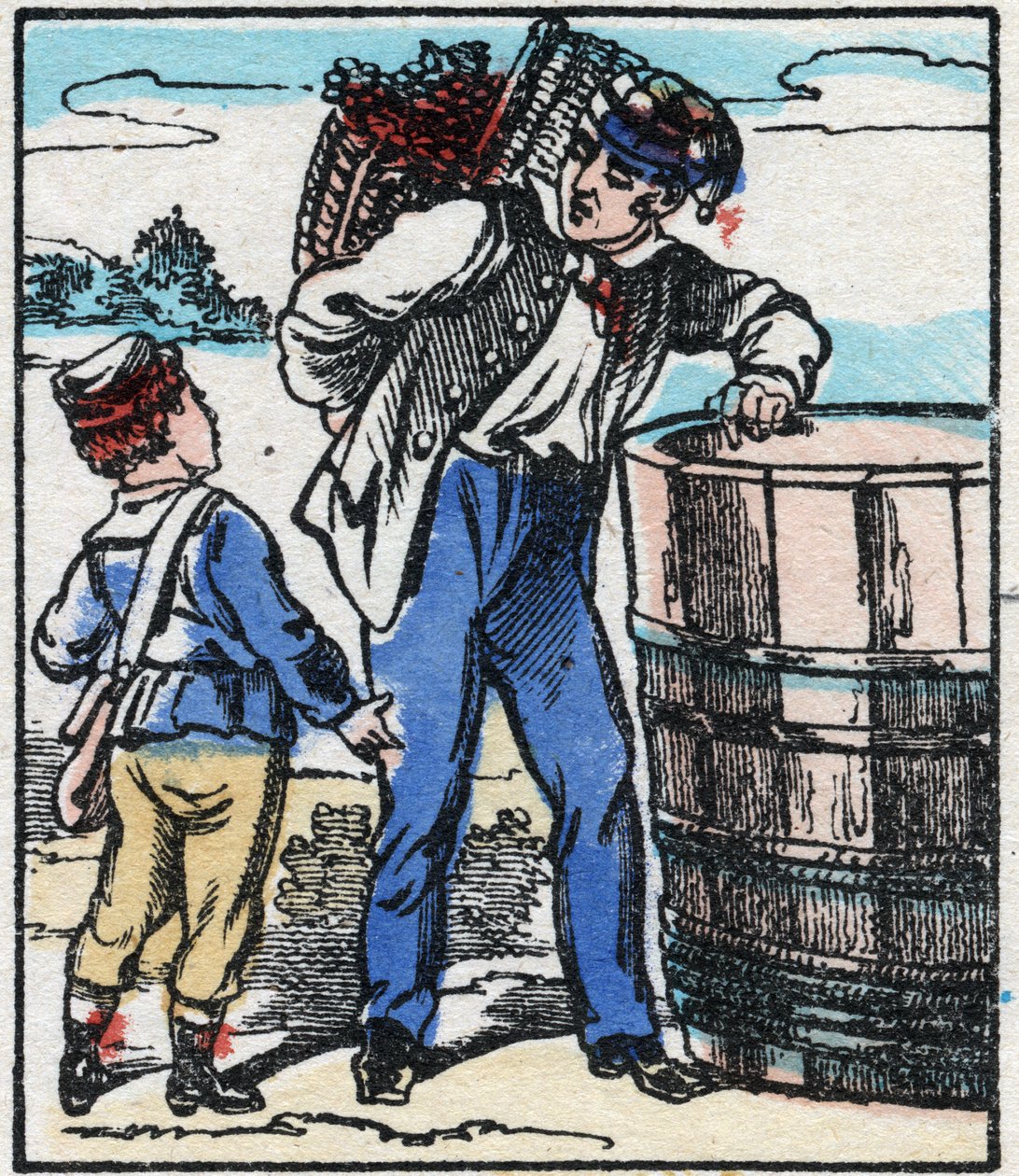 Vinmakeren. Gravering i "" La chanson des metier"". Epinal avbildning, slutten av 1800-tallet. Privat samling av French School