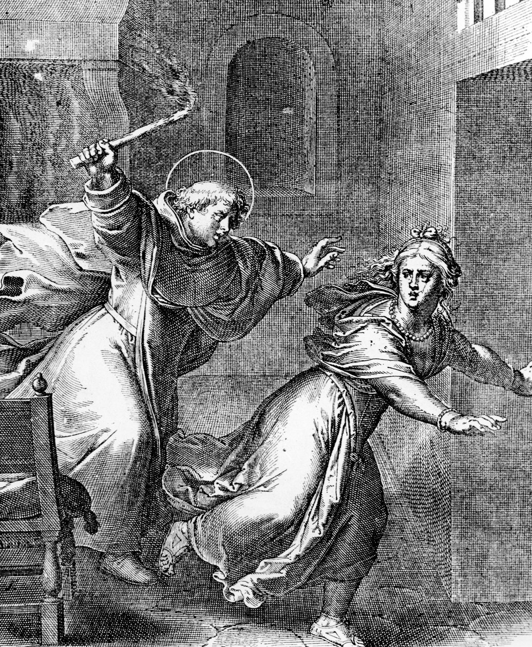 Den unge Thomas Aquinas jager en fristerinne fra rommet sitt av French School