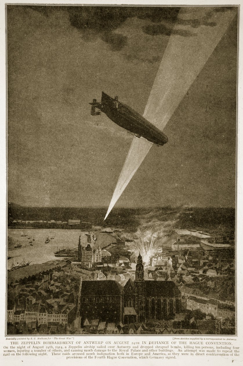 Zeppelinbombardementet av Antwerpen 24. august 1914 i strid med Haagkonvensjonen, 1914-19 av French School