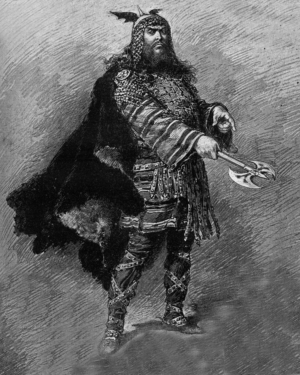 The actor Dumaine in the role of “” Attila””, a drama in four acts and verse, by Etienne Charles Henri, Viscount de Bornier (1825-1901), represented at the theatre de l