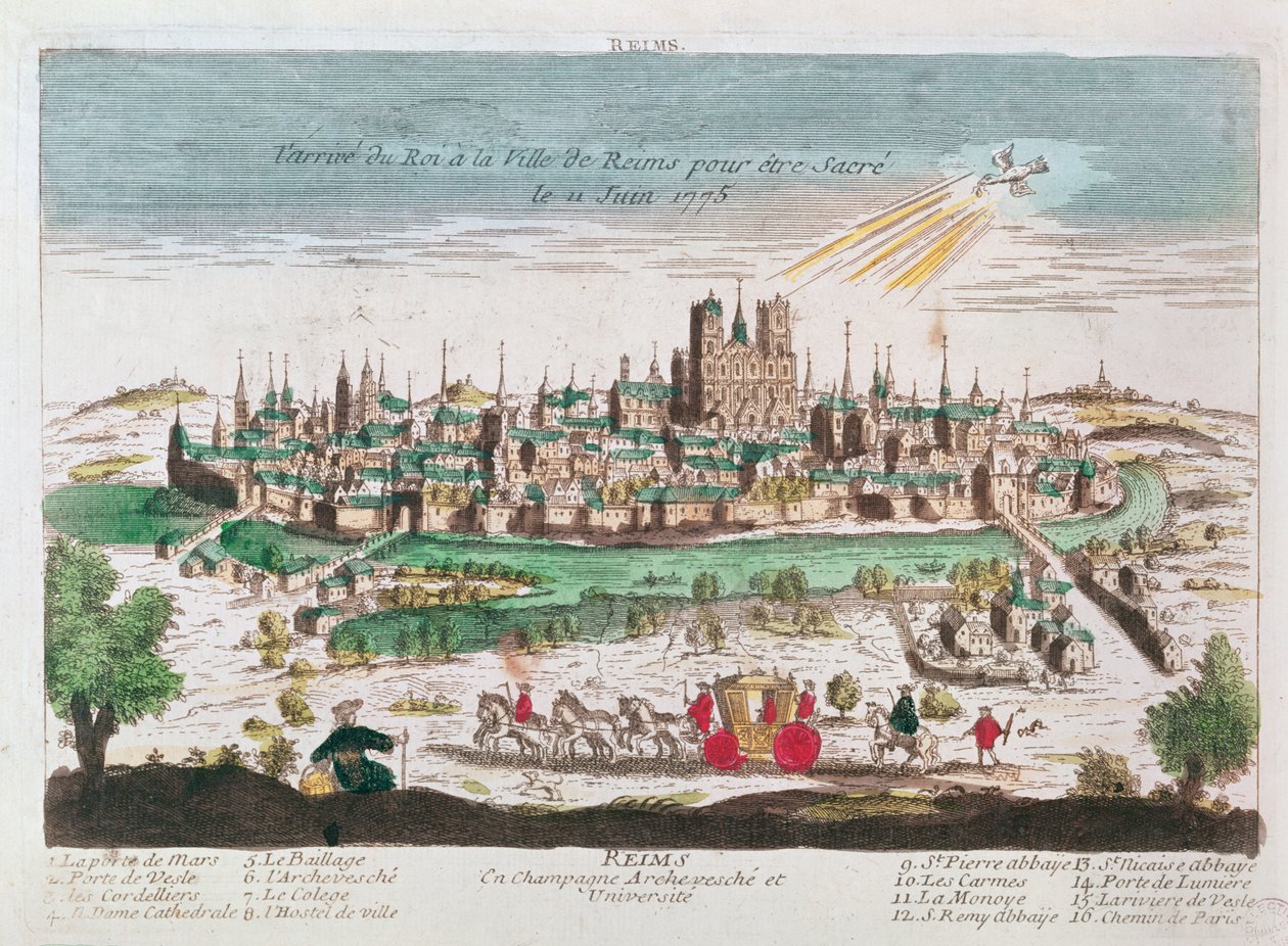 Ankomsten av Ludvig XVI til Reims for hans kroning 11. juni 1775 av French School