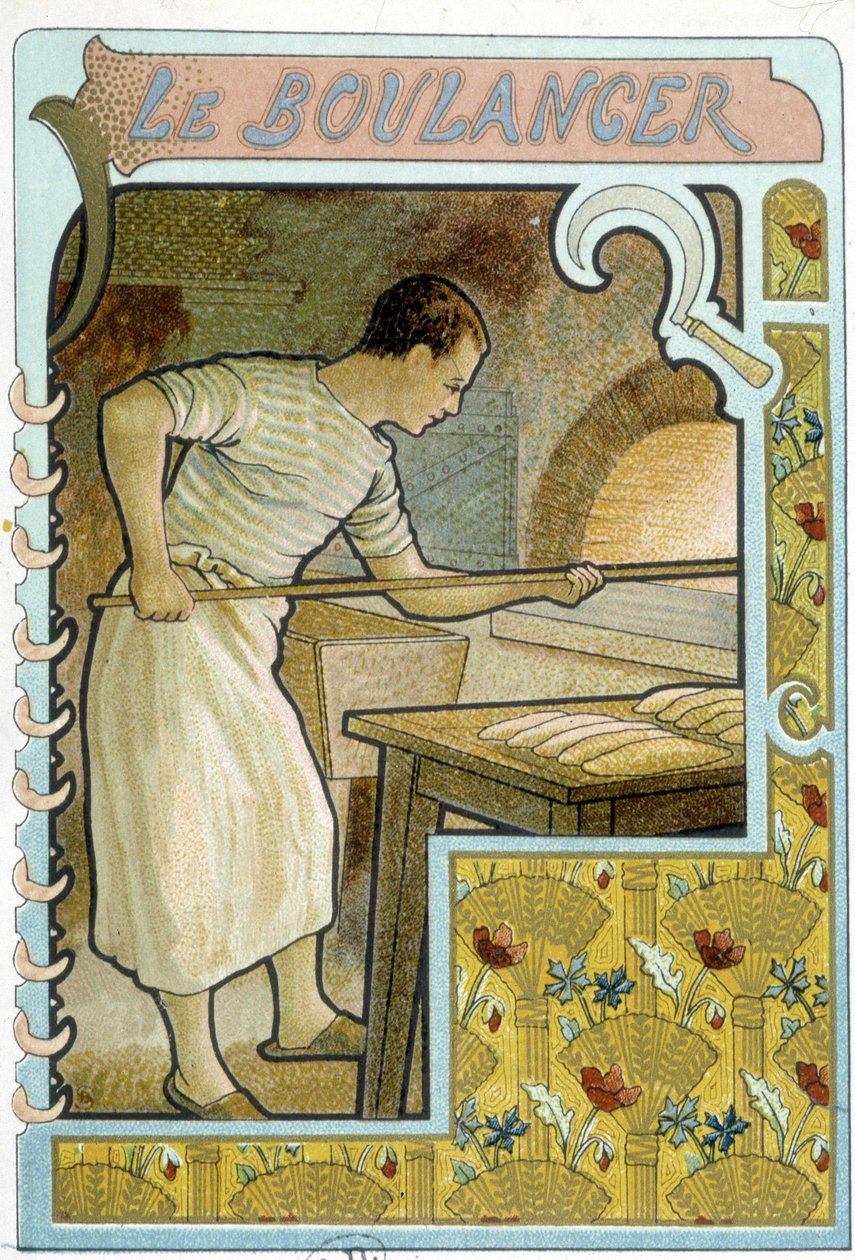 Bakeren ved ovnen hans - Chromo. av French School
