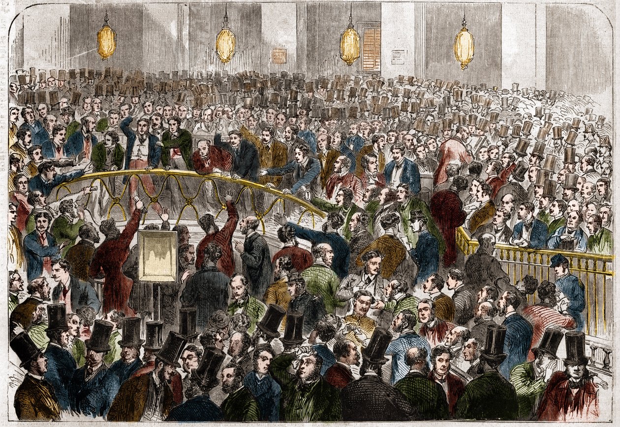 The basket of exchange agents on the Paris Stock Exchange in 1867. av French School