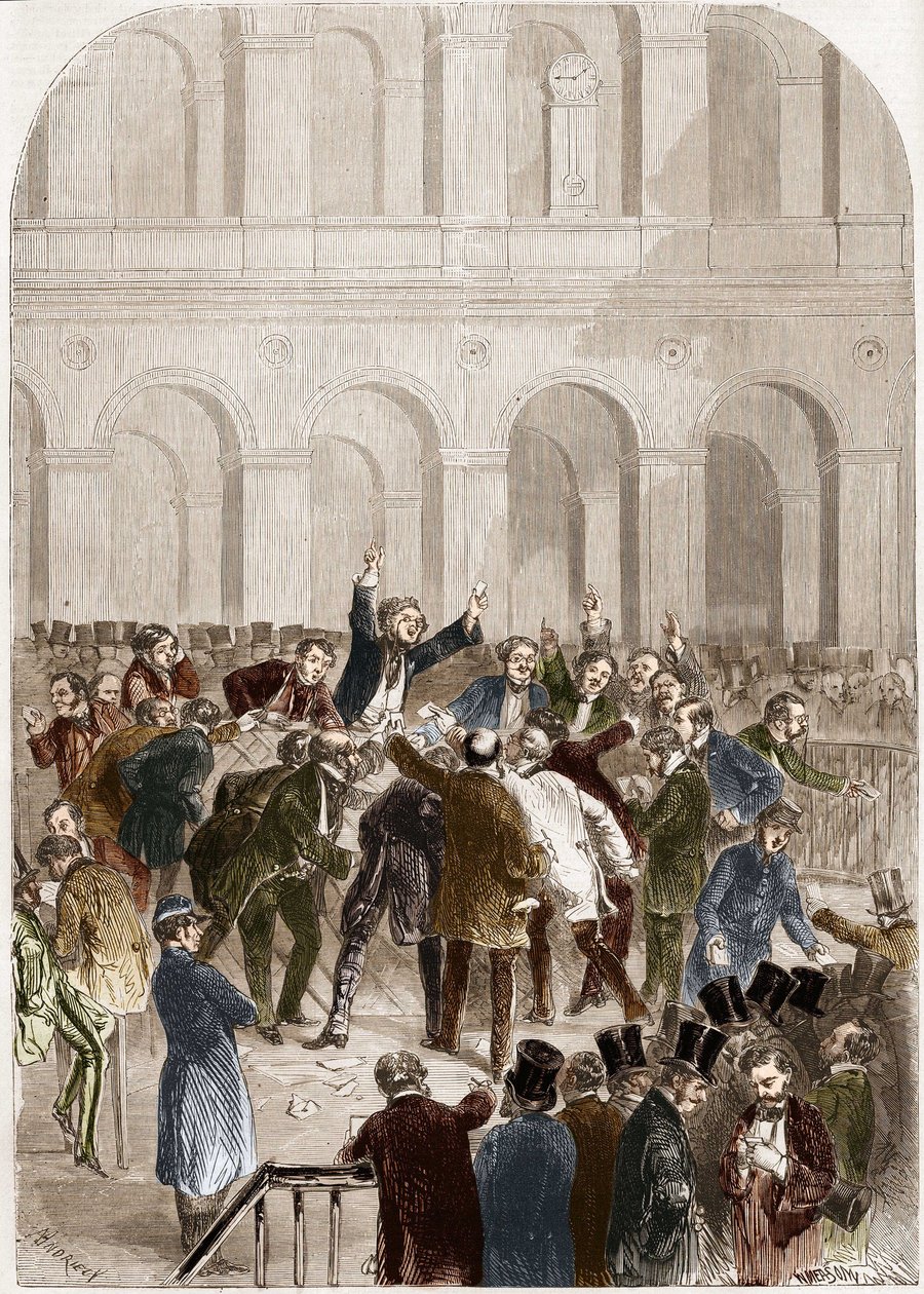 Kurven til Paris-børsen i 1857. av French School
