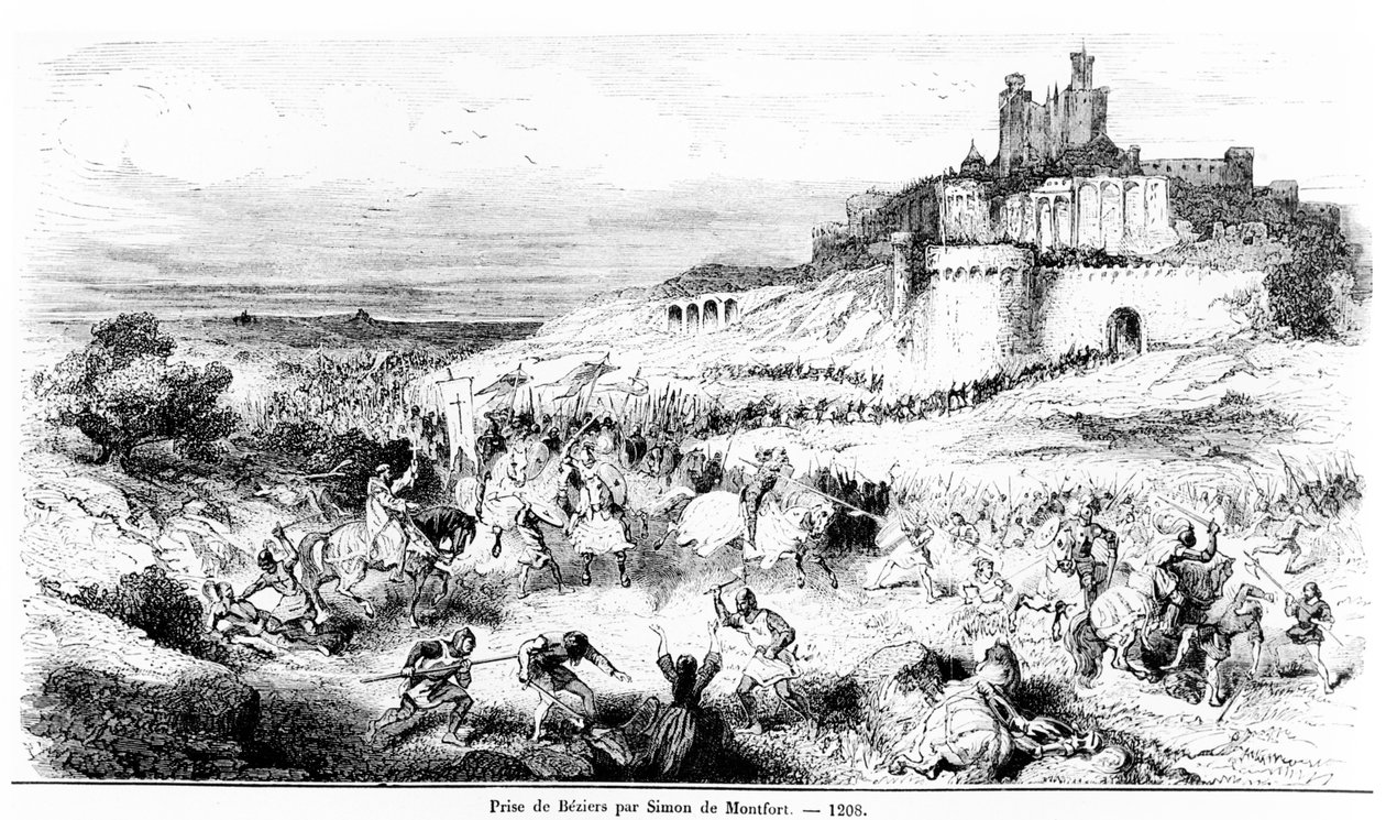 Erobringen av Béziers av Simon de Montfort 22. juli 1209 av French School