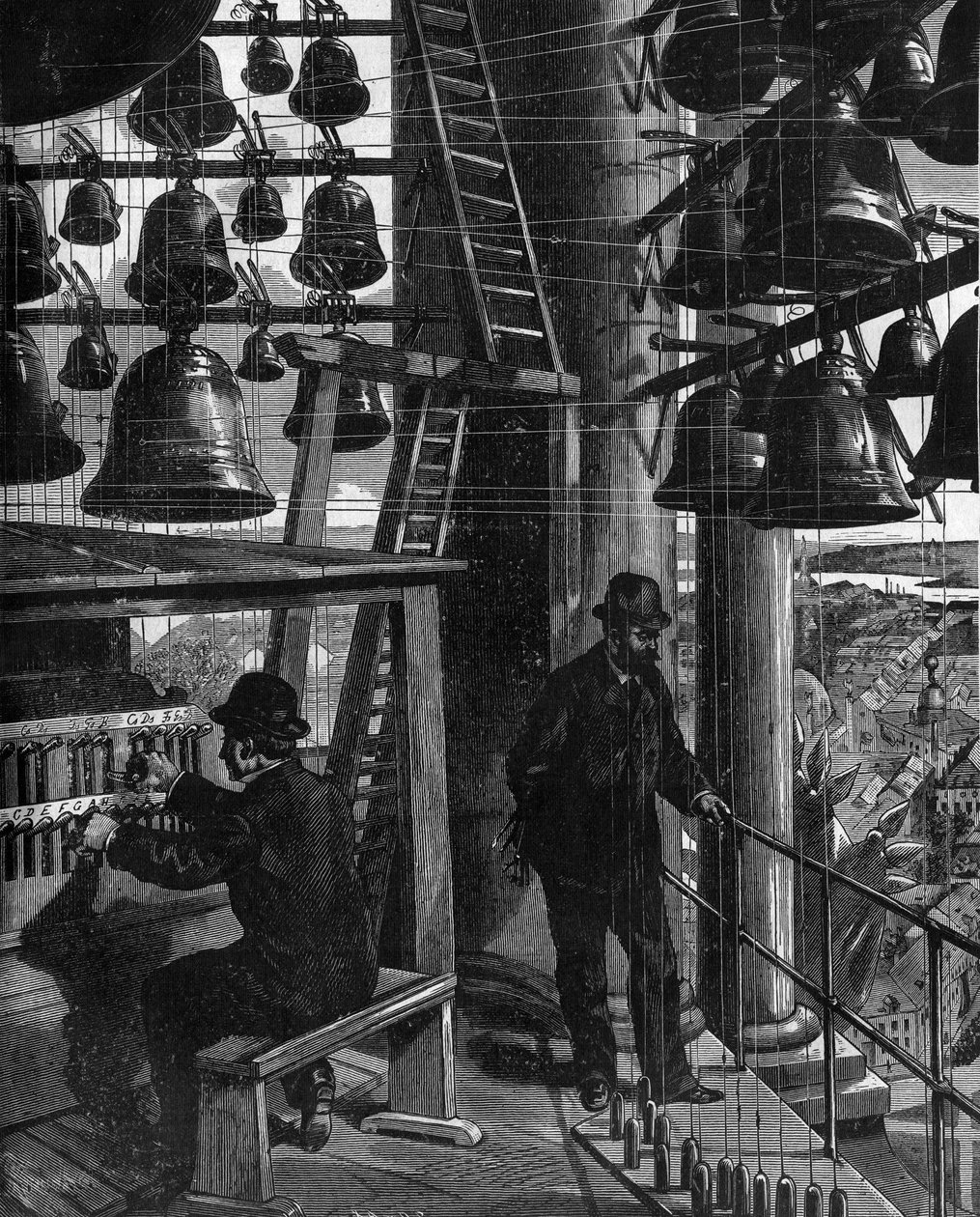 The carillon of Potsdam in Germany in the 19th century. av French School