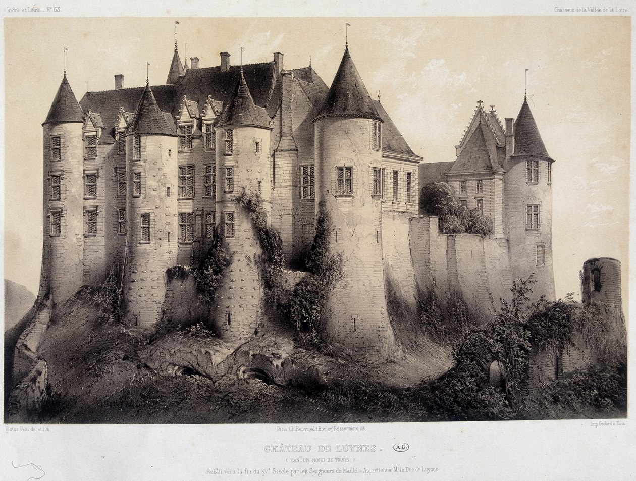 Luynes-slottet - Litografi av French School