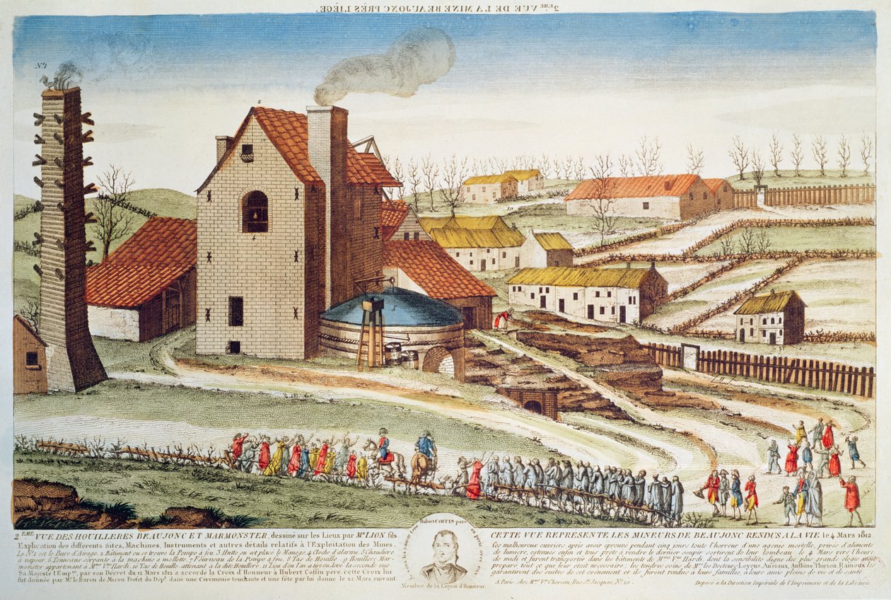 Katastrofen til Beaujonc-kullgruven nær Liège, 1812 av French School
