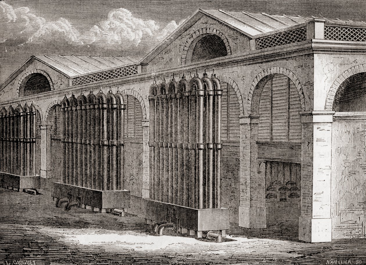 Kullgasskondensatoranlegget i La Villette, Paris, Frankrike på 1800-tallet, fra 
