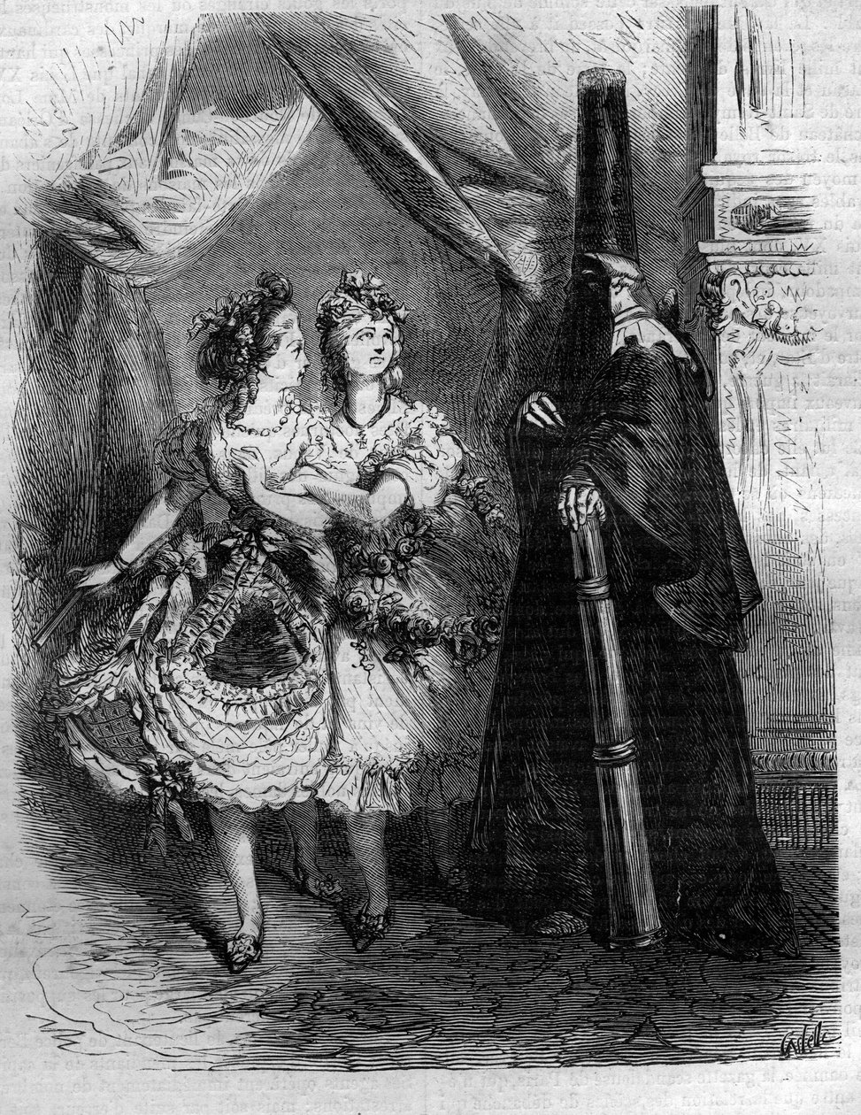 Døtrene til "haremet" til kongen av Frankrike Ludvig XV sa Bien-Aimž (1710-1774). Gravering i "Histoire des Papes-Rois-Queen and Empereurs a travers les centuries"" av Maurice Lachatre av French School