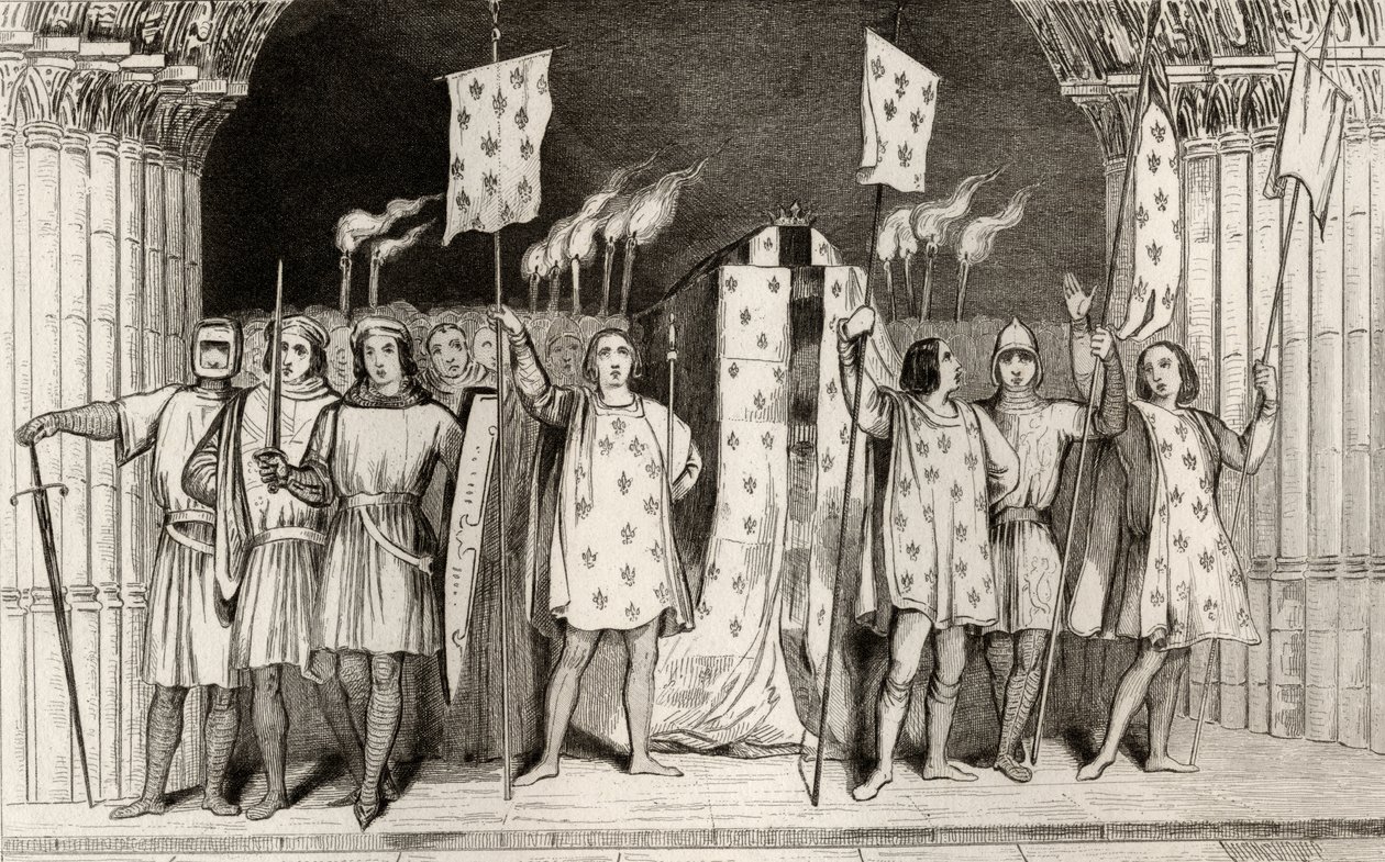 Det døde spedbarnet Jean I (1316) den posthume utropte til konge ved begravelsen hans, fra 
