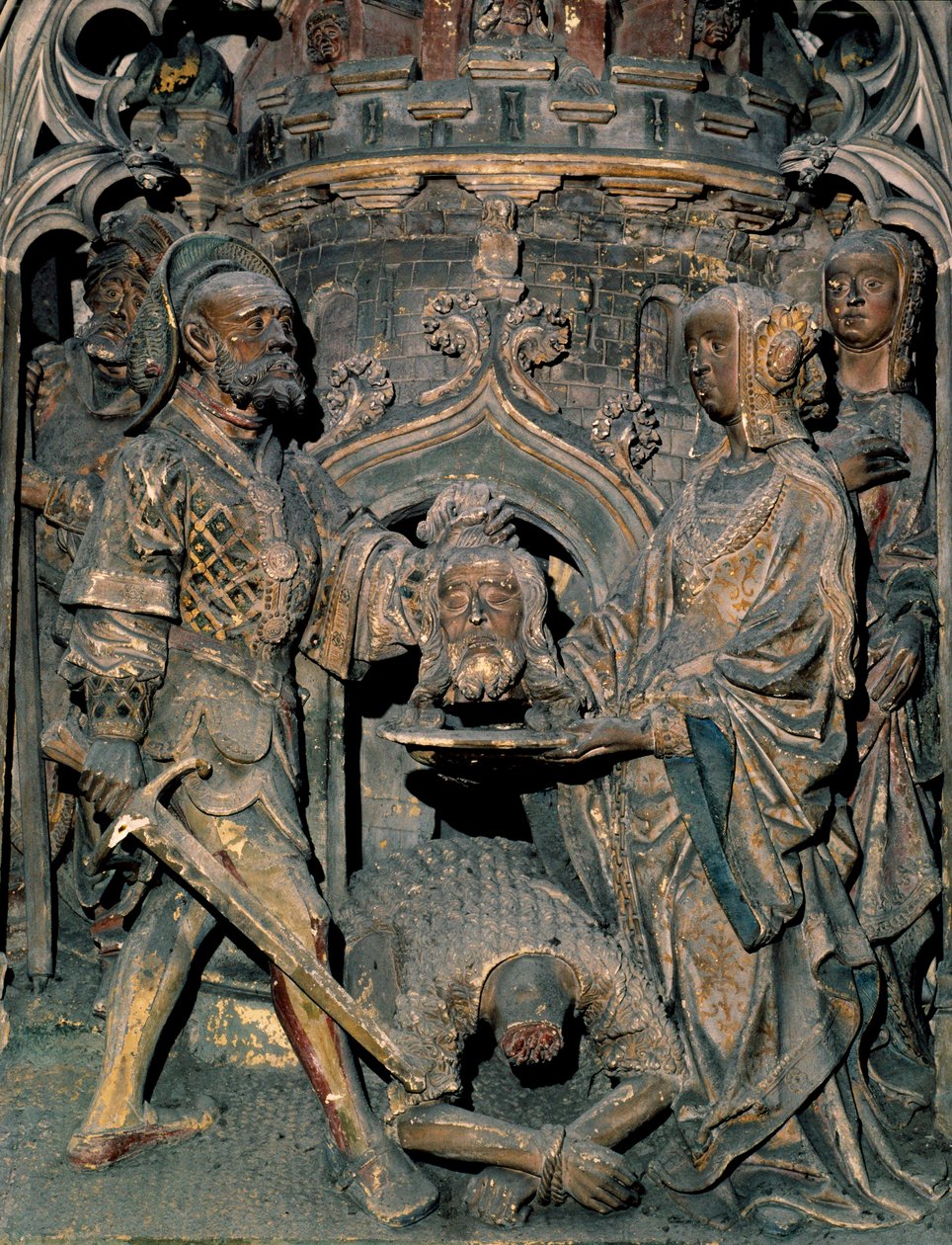 Døperen Johannes Døperen Hodet til døperen Johannes er plassert på et platå som Salome presenterer for sin mor. Utskåret relieff av Cathedrale Notre-Dame d
