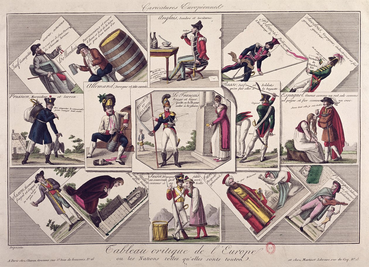De forskjellige folkene i Europa, ca. 1810 av French School