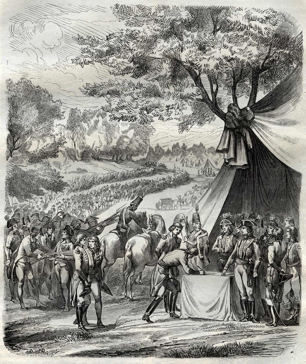 The end of the Vendee war - Hoche signs a treaty with the Bretons - Revolution francaise - La pacification de la Vendee - Accords de la Mabilais, 20 April 1795 - sign between the General Hoche and the chefs chouans - Signature of the Treaty of the Mabilais av French School
