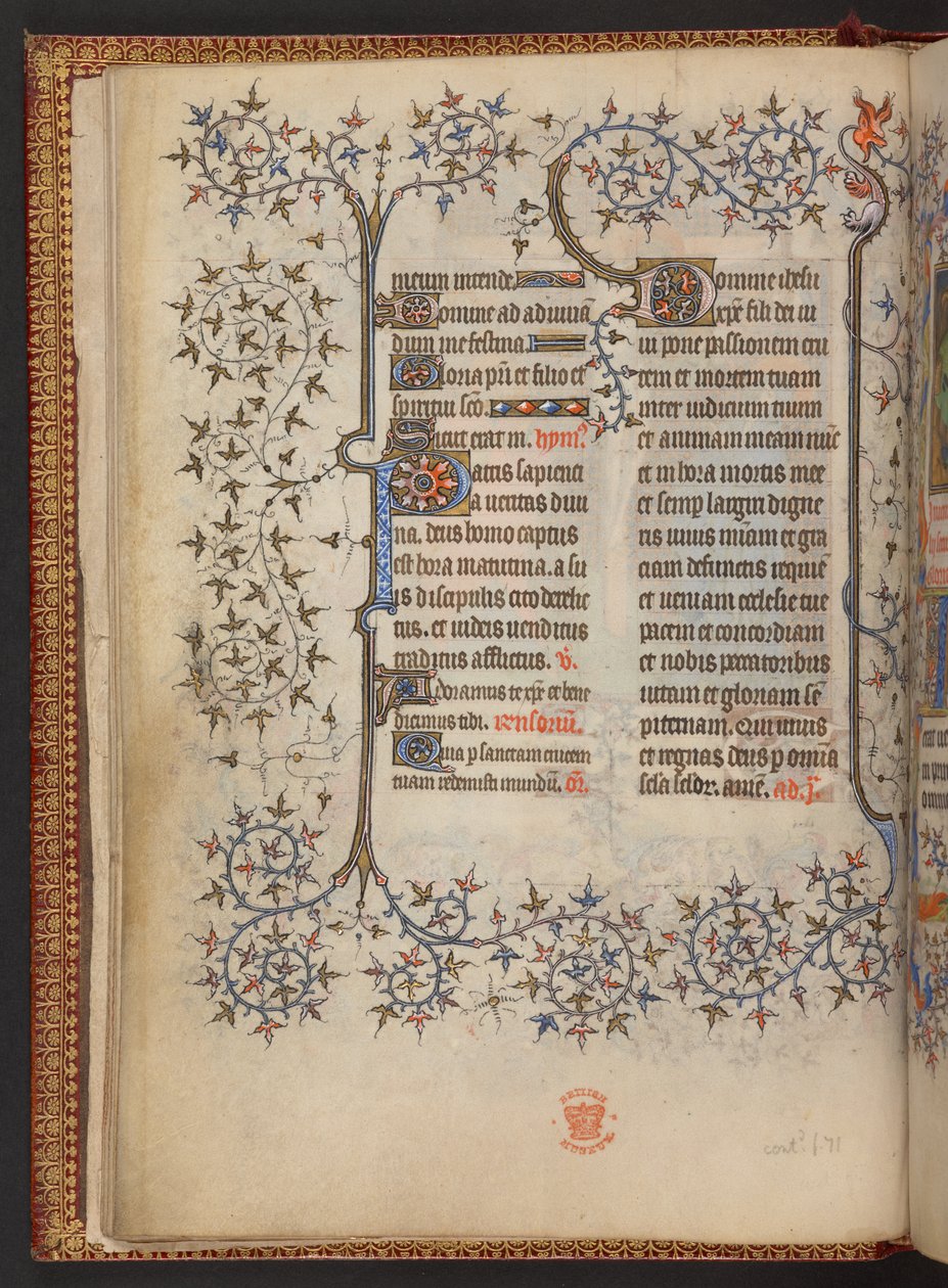 Det første bladet av Korsets timer, Timebok, Legg til MS 32454 f.8v, Frankrike av French School