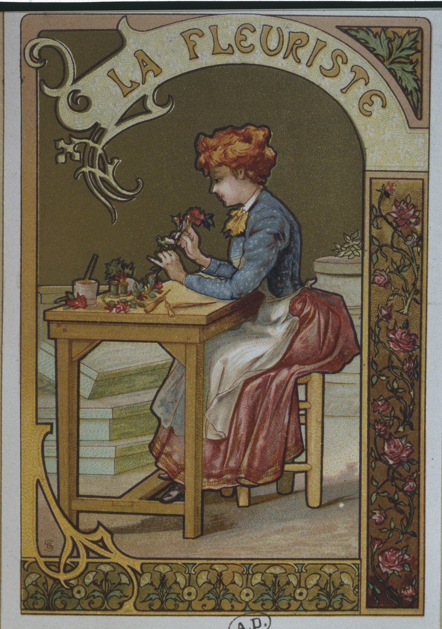 Blomsterjenta, ca.1900 av French School