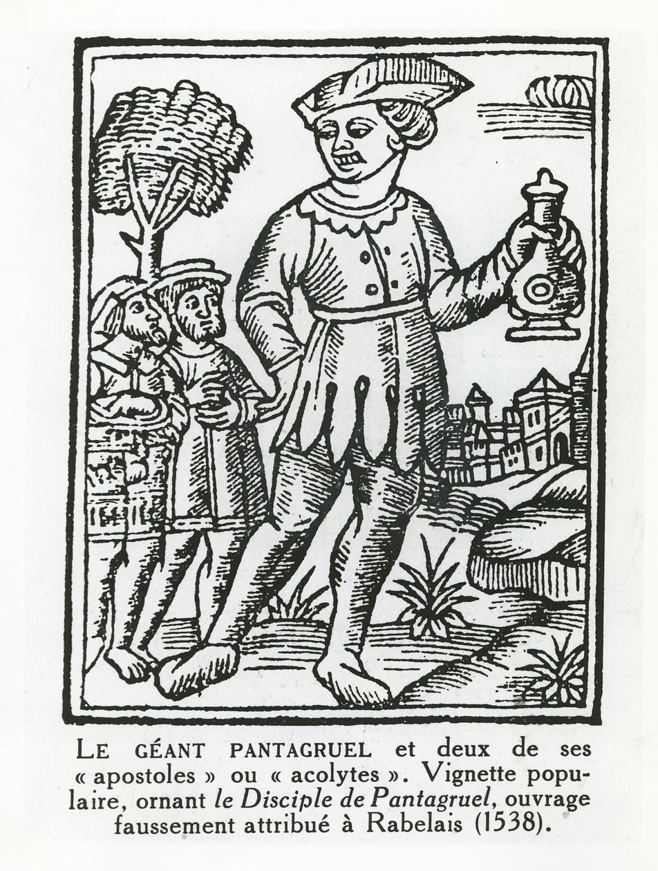 Kjempen Pantagruel og to av apostlene hans, fra 
