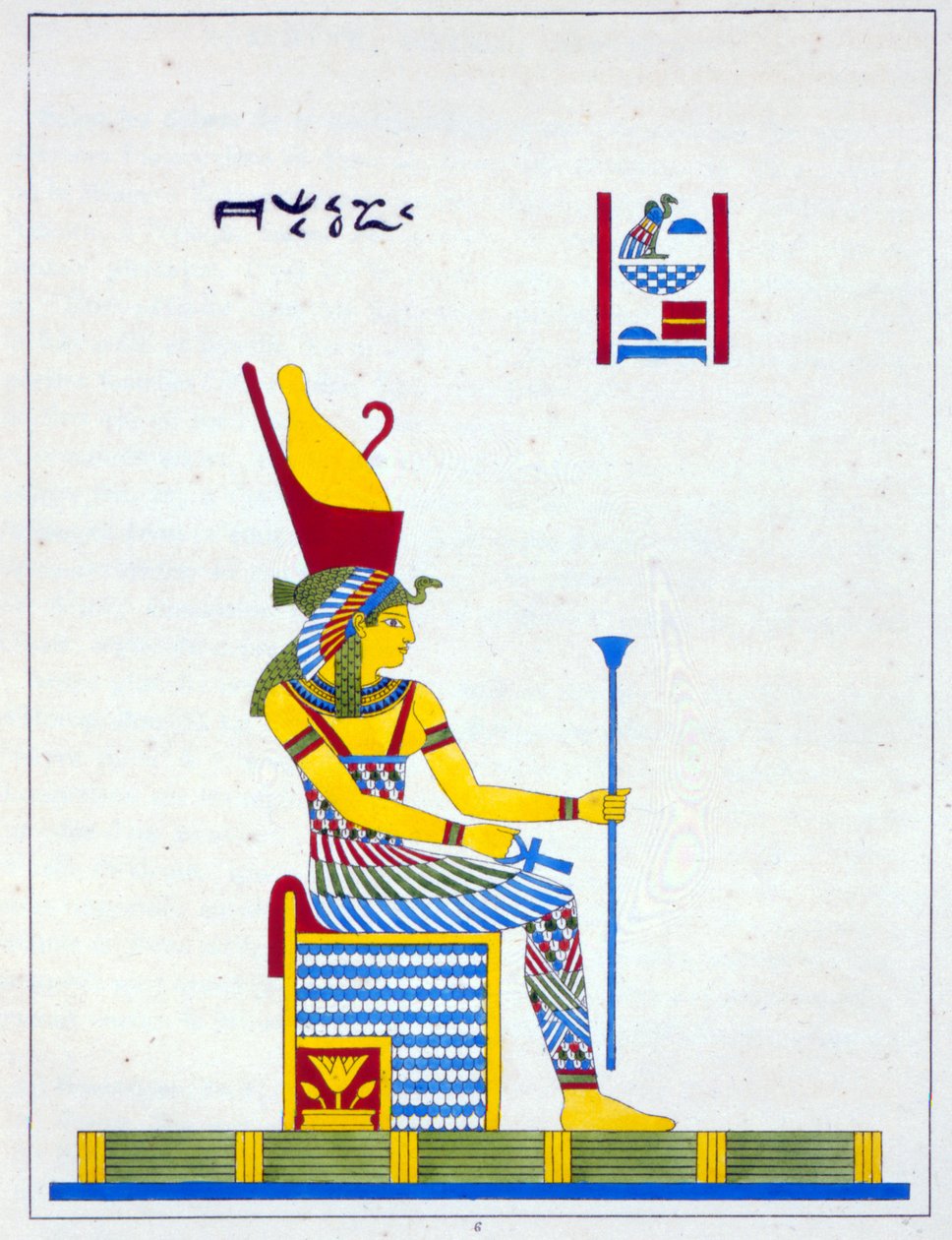Gudinnen Neith, illustrasjon fra Pantheon Egyptien: samling av mytologiske karakterer fra det gamle Egypt av Jean-Francois Champollion, utgitt ca. 1986 av French School