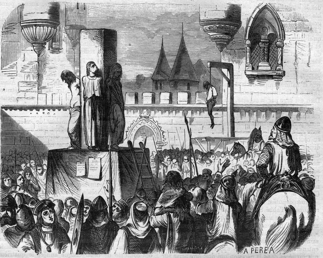 Kjetterne ble hengt og brent på slakteren av prestene til Gilbert de la Porree, Bernard de Clairvaux og Abbe Suger, Frankrike av French School