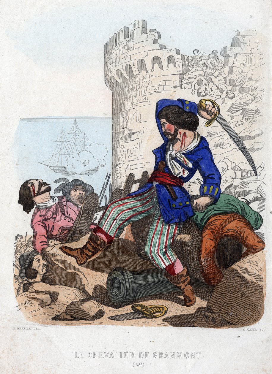 Ridderen av Grammont-piraten på 1600-tallet. av French School