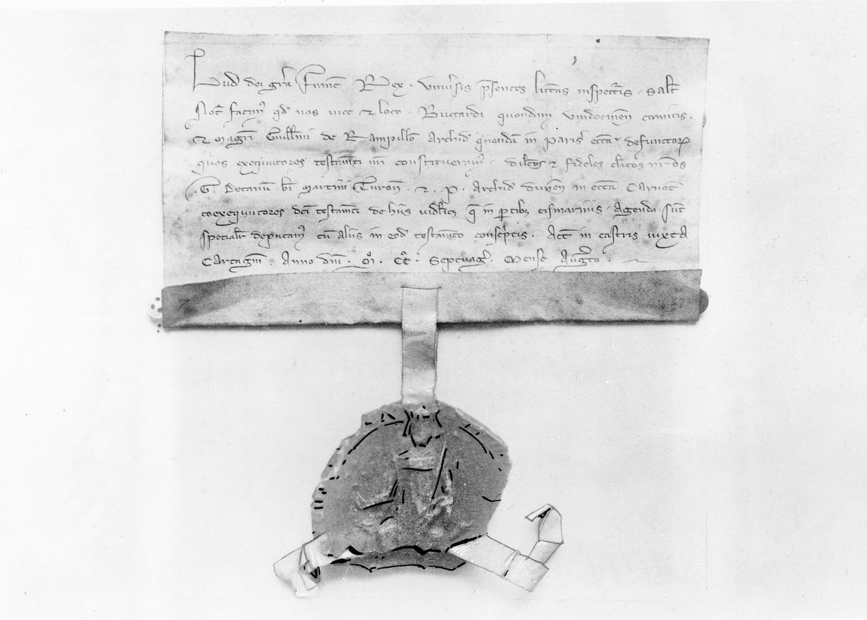 Den siste kodisillen til Louis IX, skrevet august 1270 (pergament) av French School