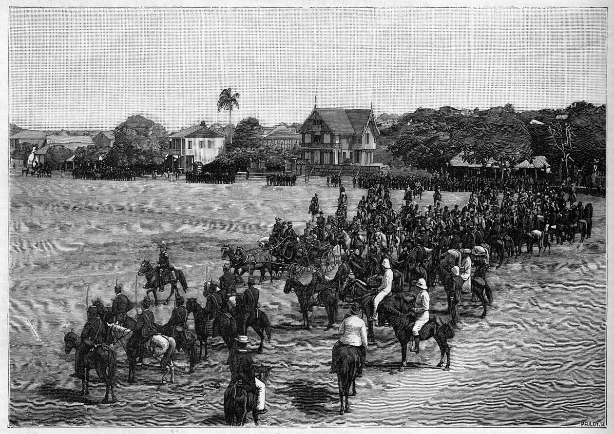 The last review of President Etienne Felicite Salomon (1820-1888) in Port au Prince, Haiti. av French School