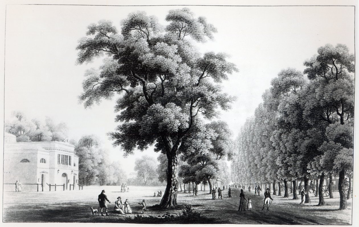 Hovedgaten i Prater, Wien, 1821 av French School
