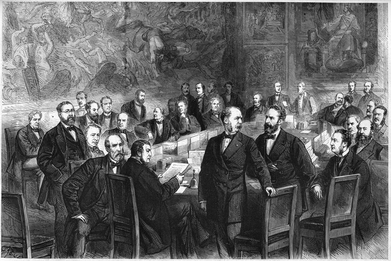 The members of the “Commission des Trento” (committee of the French National Assembly under the Third Republic responsible for making constitutional proposals): Jules Armand (Jules-Armand) Dufaure, Felix de Tarteron, Louis Grivart, Lucien Brun, Edouard Lef av French School
