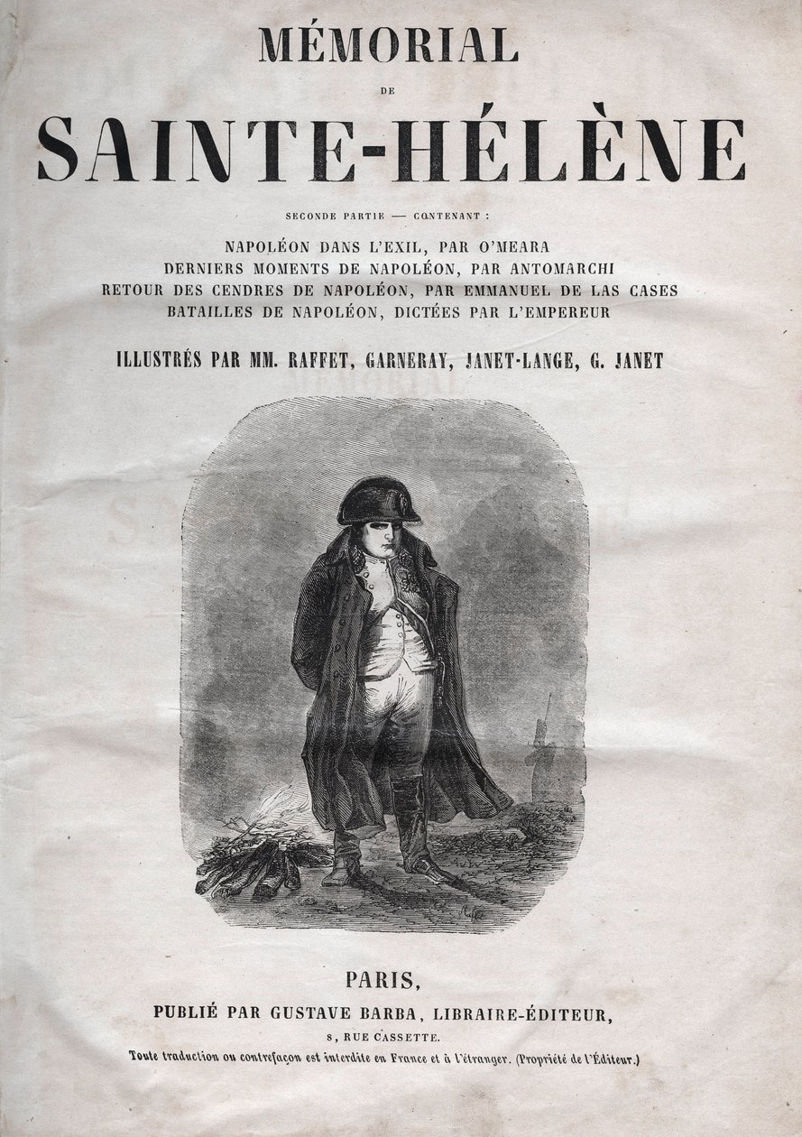 Minnesmerket over St. Helene av grev Emmanuel de Las Cases (1766-1842) (Saint Helene) - Napoleon a Sainte-Helene - utgave av 1860 av French School