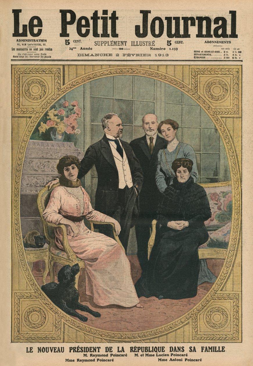 Den nye presidenten i Den franske republikk, Raymond Poincare, med sin familie, forsideillustrasjon fra 
