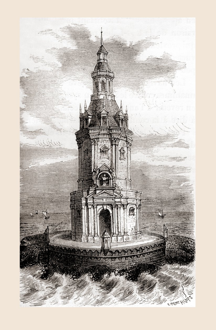Det originale Cordouan-fyret fra 1600-tallet, nær munningen av Gironde-elvemunningen i Frankrike, fra 