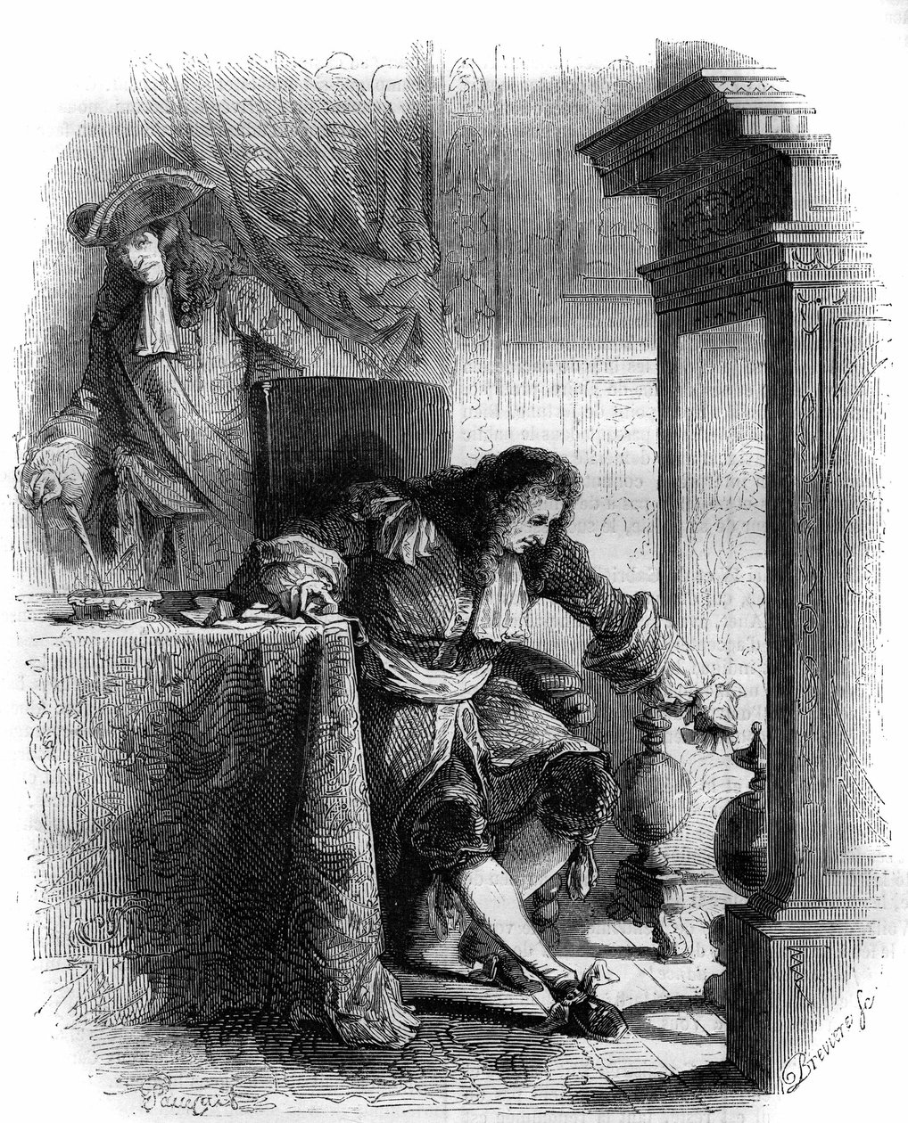 Dramatikeren Jean Galbert de Cammistron (1656-1723) korrespondanse med hertug Louis Joseph de Vendome (1654-1712). Gravering fra 1856. av French School