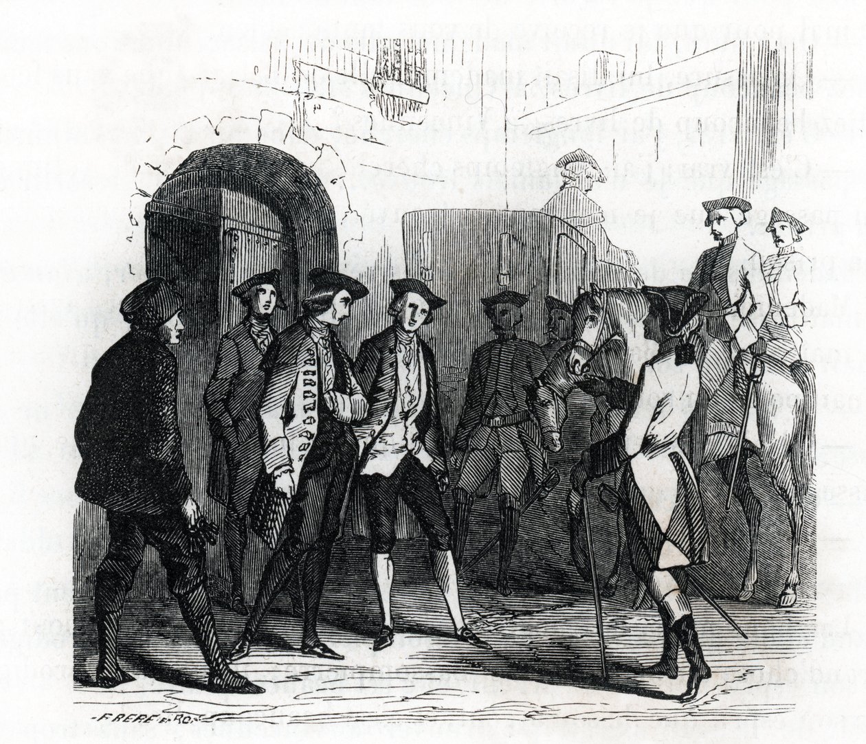 Fangene i Vincennes ble overført til fengselet i Bastillen i 1784 - (gravering) 1846 av French School