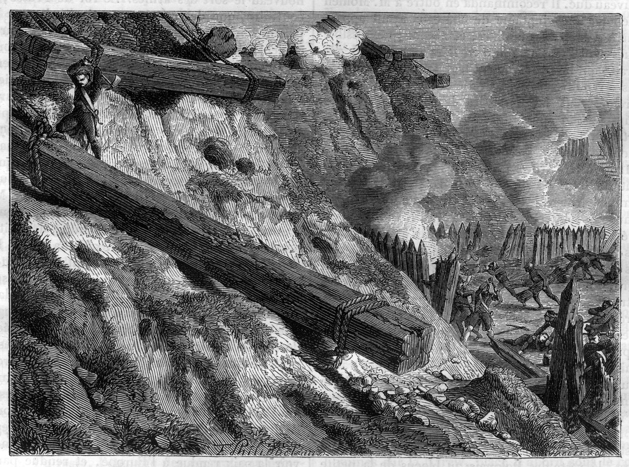 The siege of Dantzig (present-day Gdansk) on 19 March 1807 during the War of the Fourth Coalition - Act of Heroism of the Hunter Francois Valle during the Siege of Dantzig - in “History of the Empire Following the History of the Consulate” by Adolphe Thier av French School