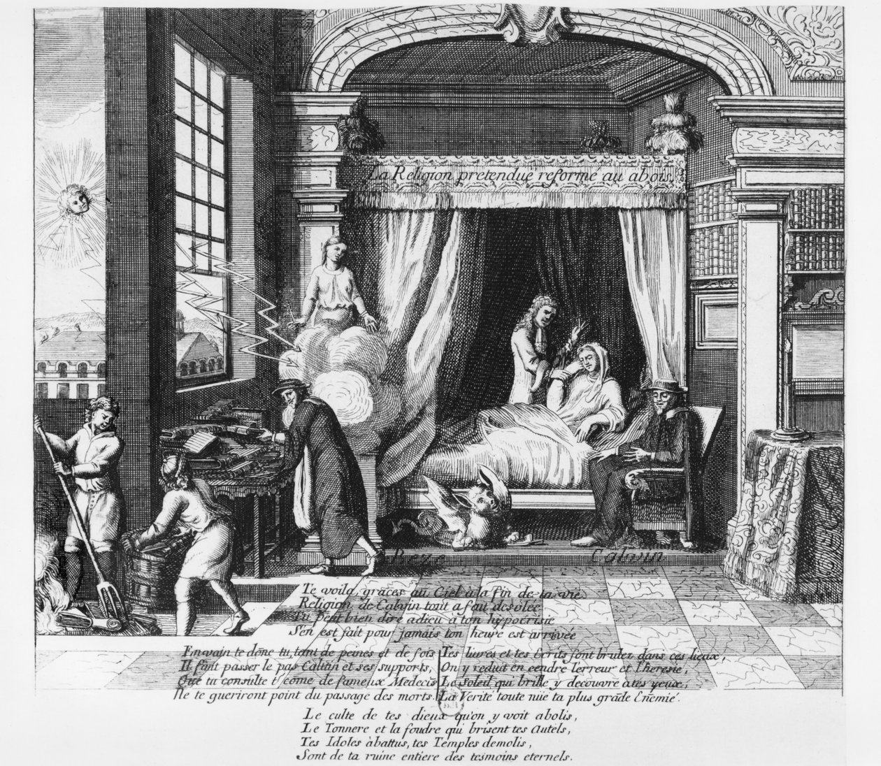 Den såkalte protestantiske reformerte religionen i desperate nød, 1684 av French School