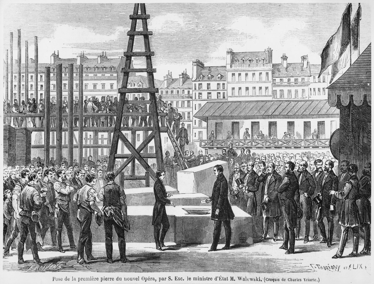 Statsministeren Walewski legger den første steinen til den nye operaen i Paris, 21. juli 1862 av French School