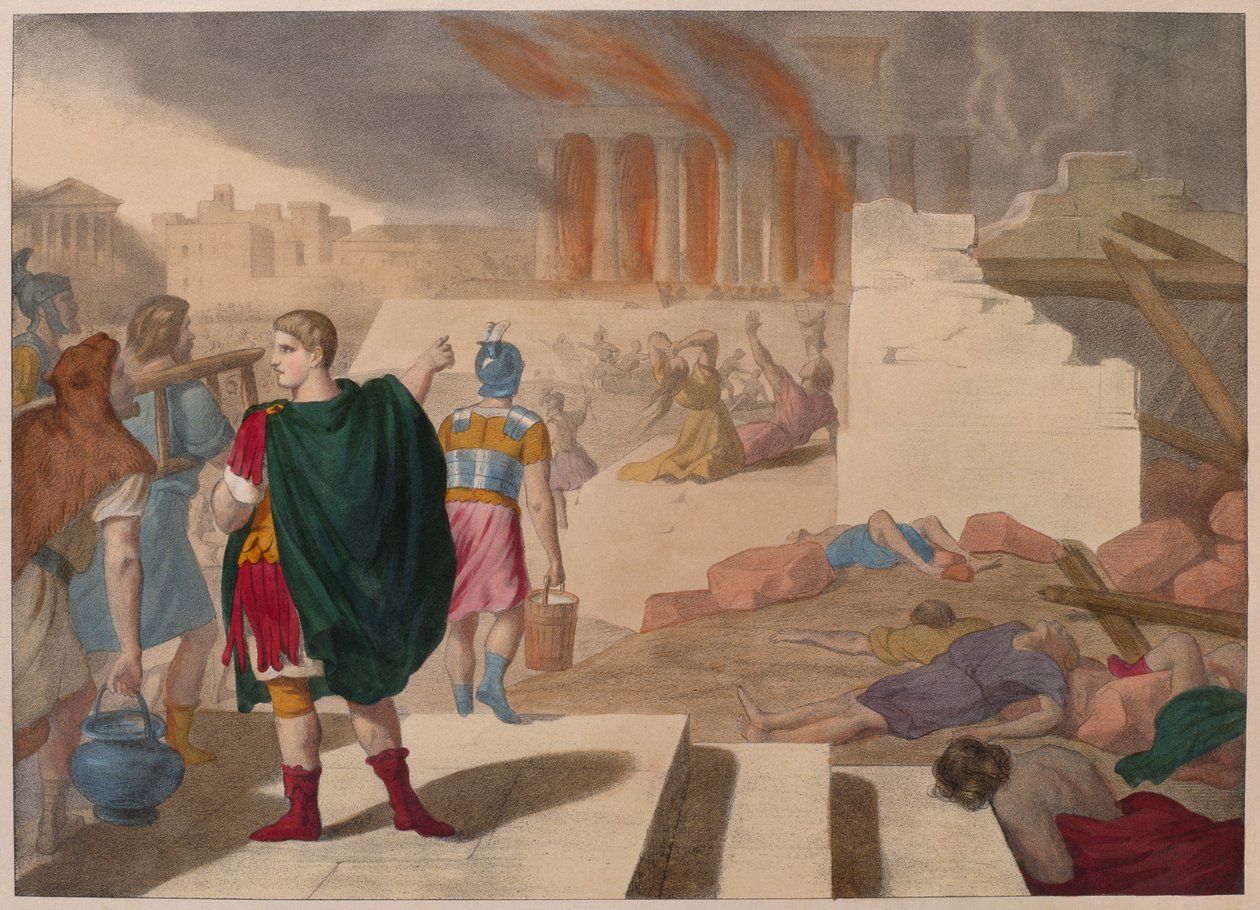 Inntoget av Jerusalem av Titus, illustrasjon fra en katekisme LHistoire Sainte, utgitt av Charles Delagrave, Paris, sent på 1800-tallet av French School