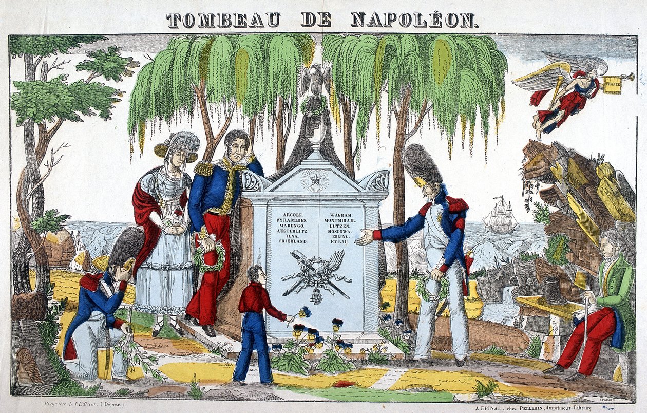 Graven til Napoleon Bonaparte på øya St. Helena. Bilde av Epinal av French School