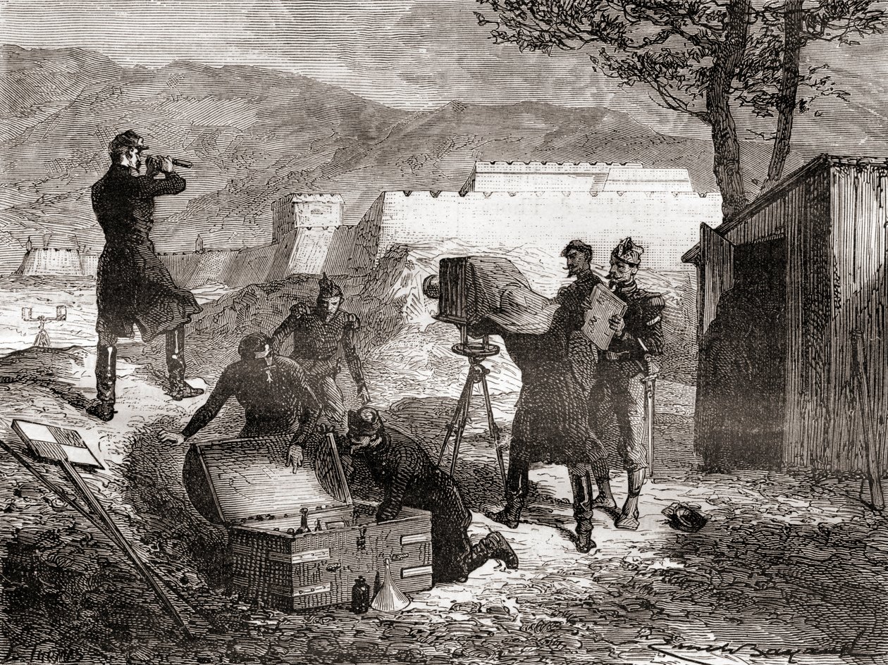 Bruken av fotografi av den franske hæren på 1800-tallet, fra Les Merveilles de la Science, publisert ca. 1870 av French School